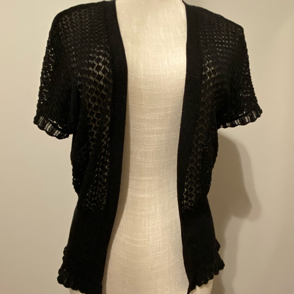 Whbm Black Open Front Mesh Sweater - image 2